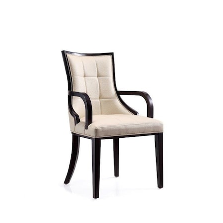 Fifth Avenue Faux Leather Dining Armchair In Cream And Walnut